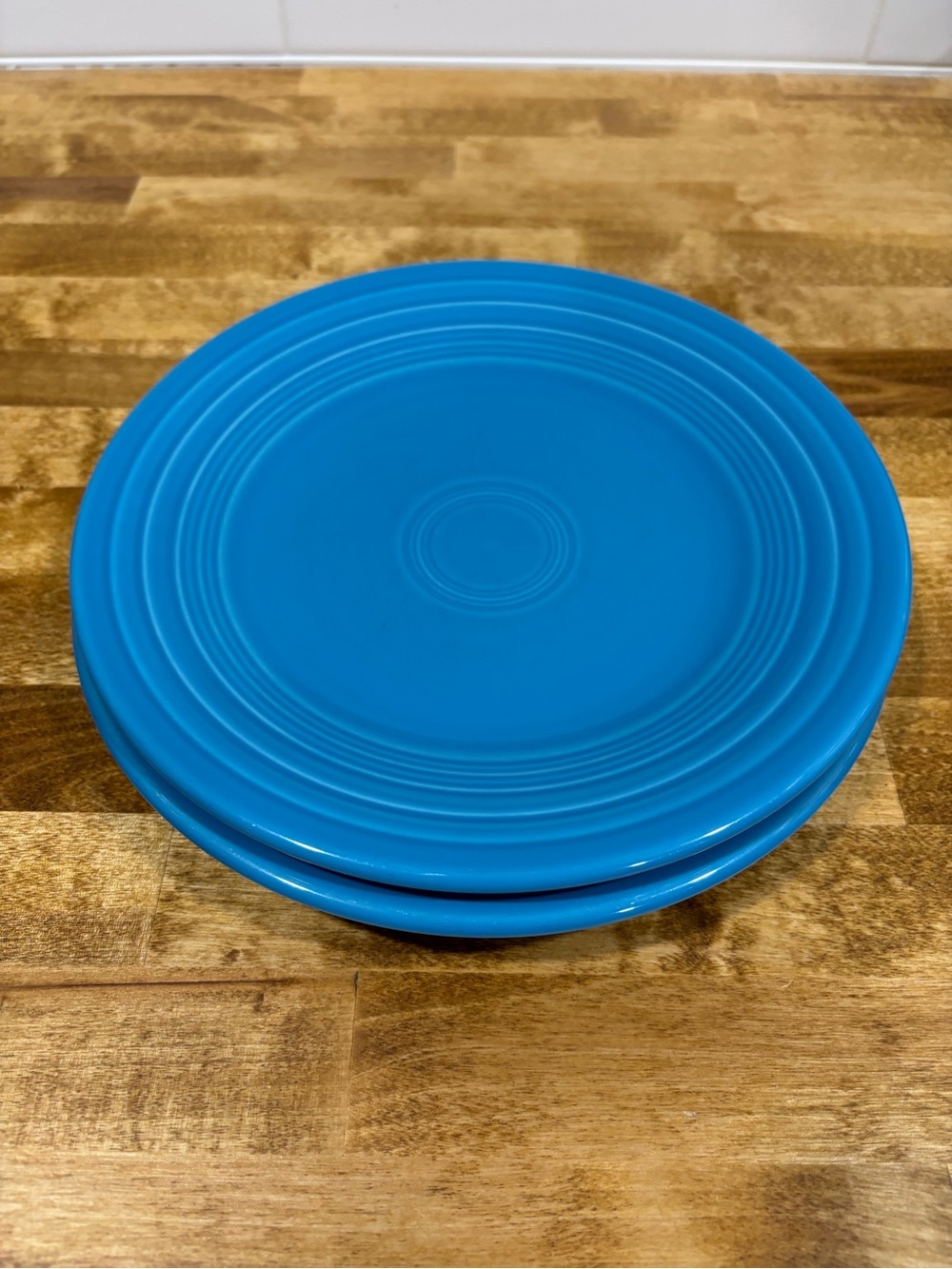 Fiestaware Peacock Blue Glazed Ceramic Dinner Plates - Set of 2